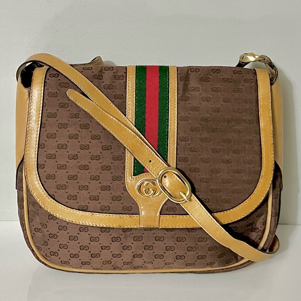 Gucci Microguccisima Sherryline Authentic GG Canvas and leather Crossbody Bag